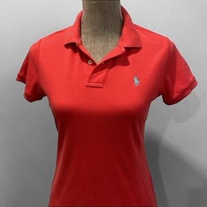 Ralph Lauren Red Slim Fit Polo Shirt Size Small Blue Pony Logo
